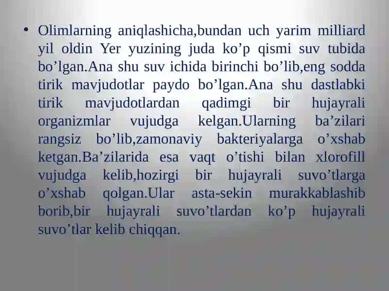 YERDA O’SIMLIKLAR DUNYOSINING RIVOJLANISHI. 4