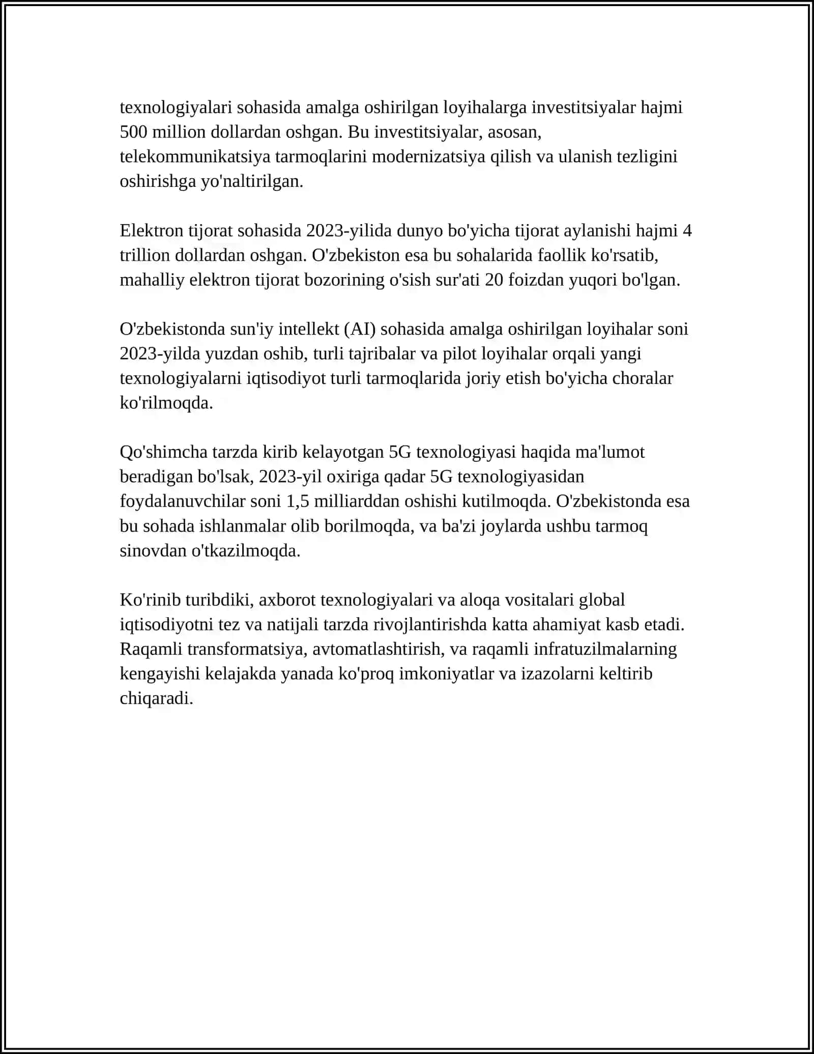 Axborot texnologiyalari va aloqa vositalari 4