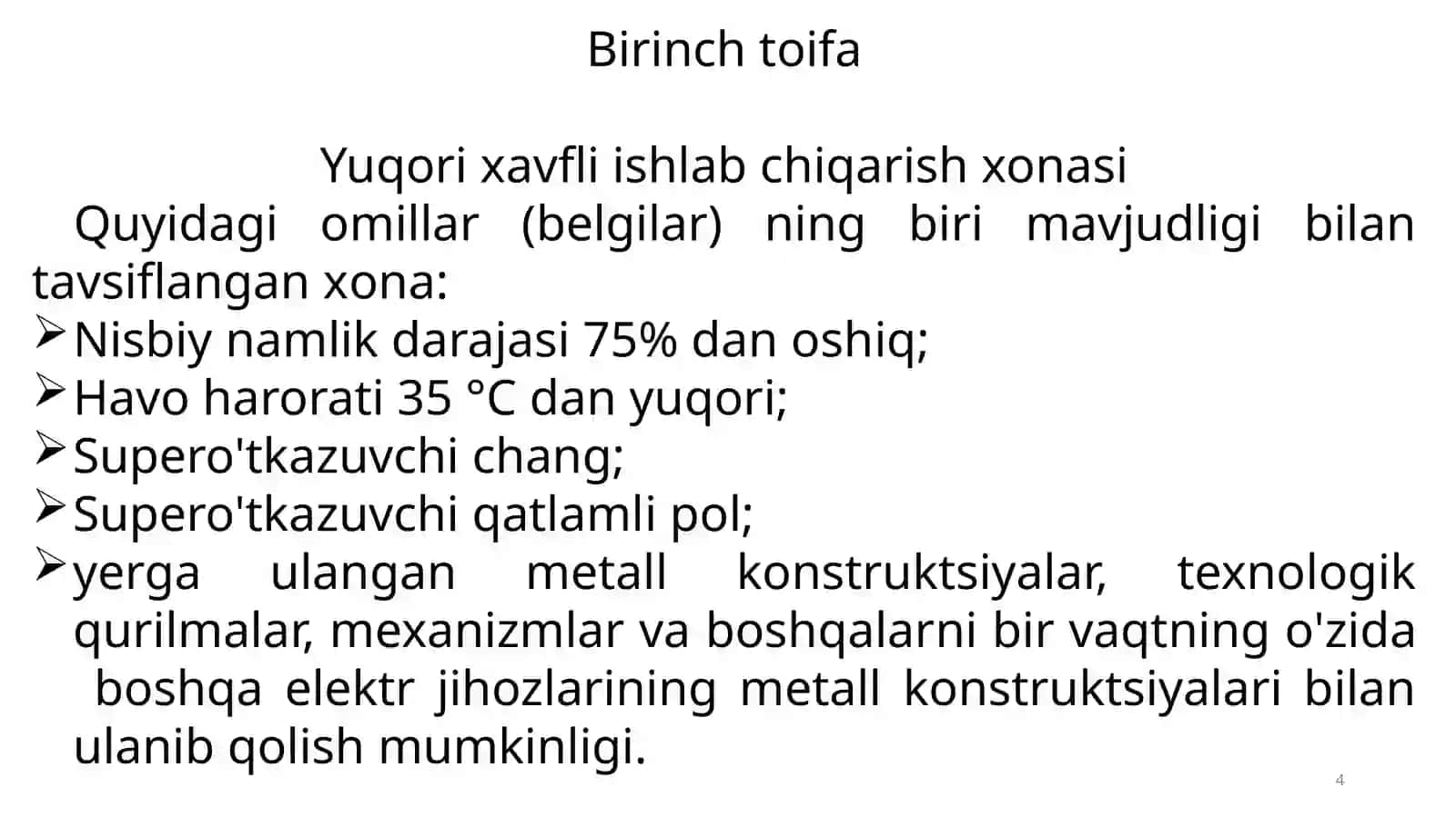 Elektr xavfsizligini ta'minlovchi usullar va vositalar 4