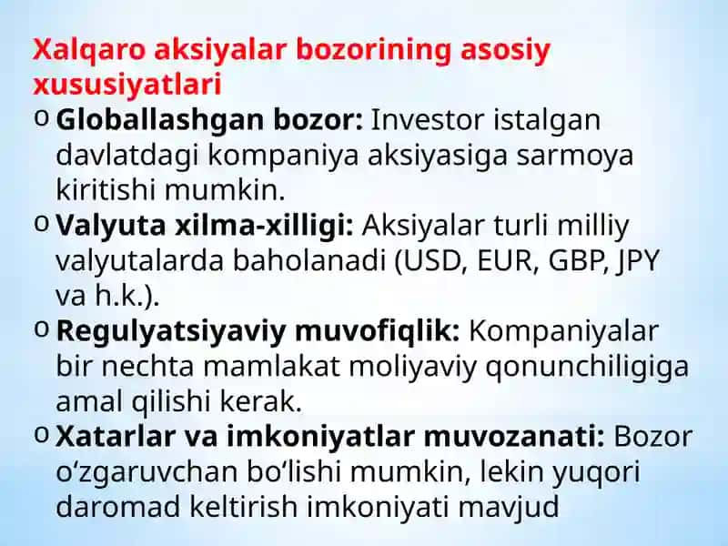 Xalqaro aksiyalar bozori 4