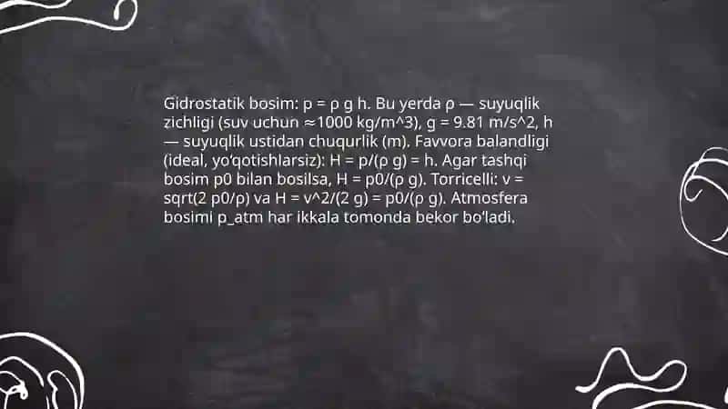 "paskal qonuni ",gidrostatik bosim ", "atmosfera bosimi" 4