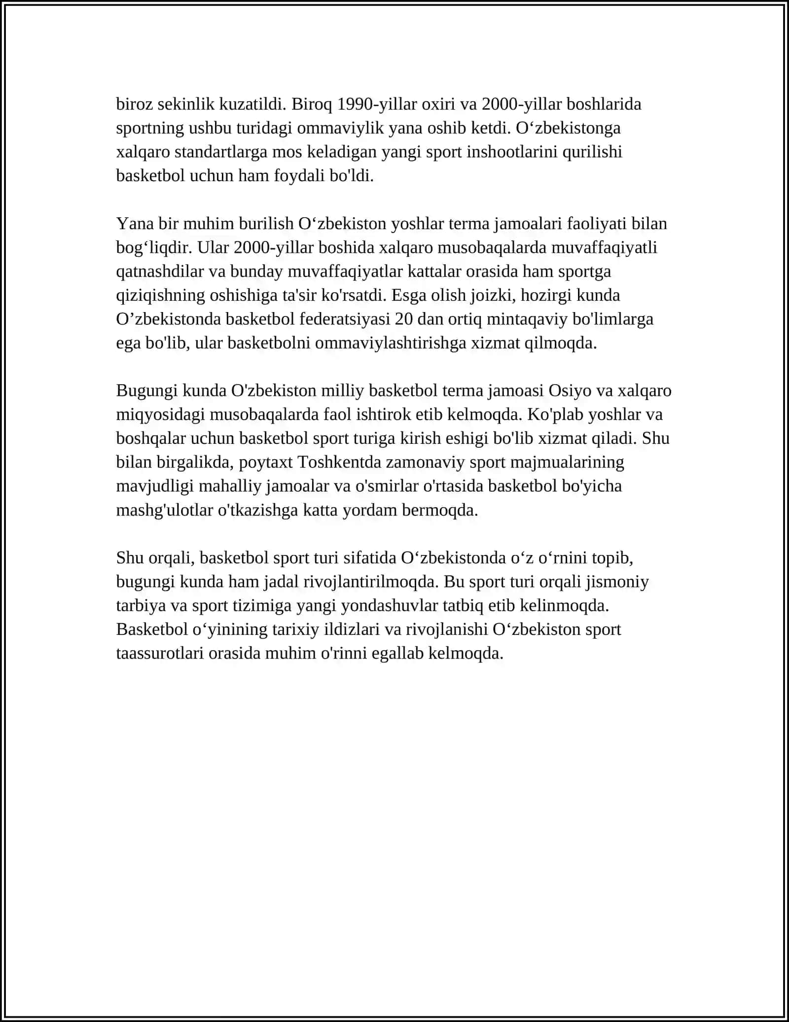 BASKETBOLNING OʻZBEKISTONDA RIVOJLANISH TARIXI 4