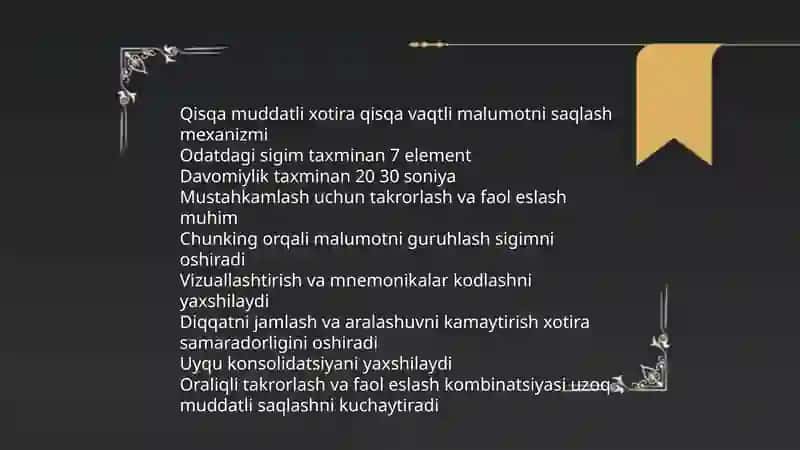 Sensor xotira va uni rivojlantirish usullari 4
