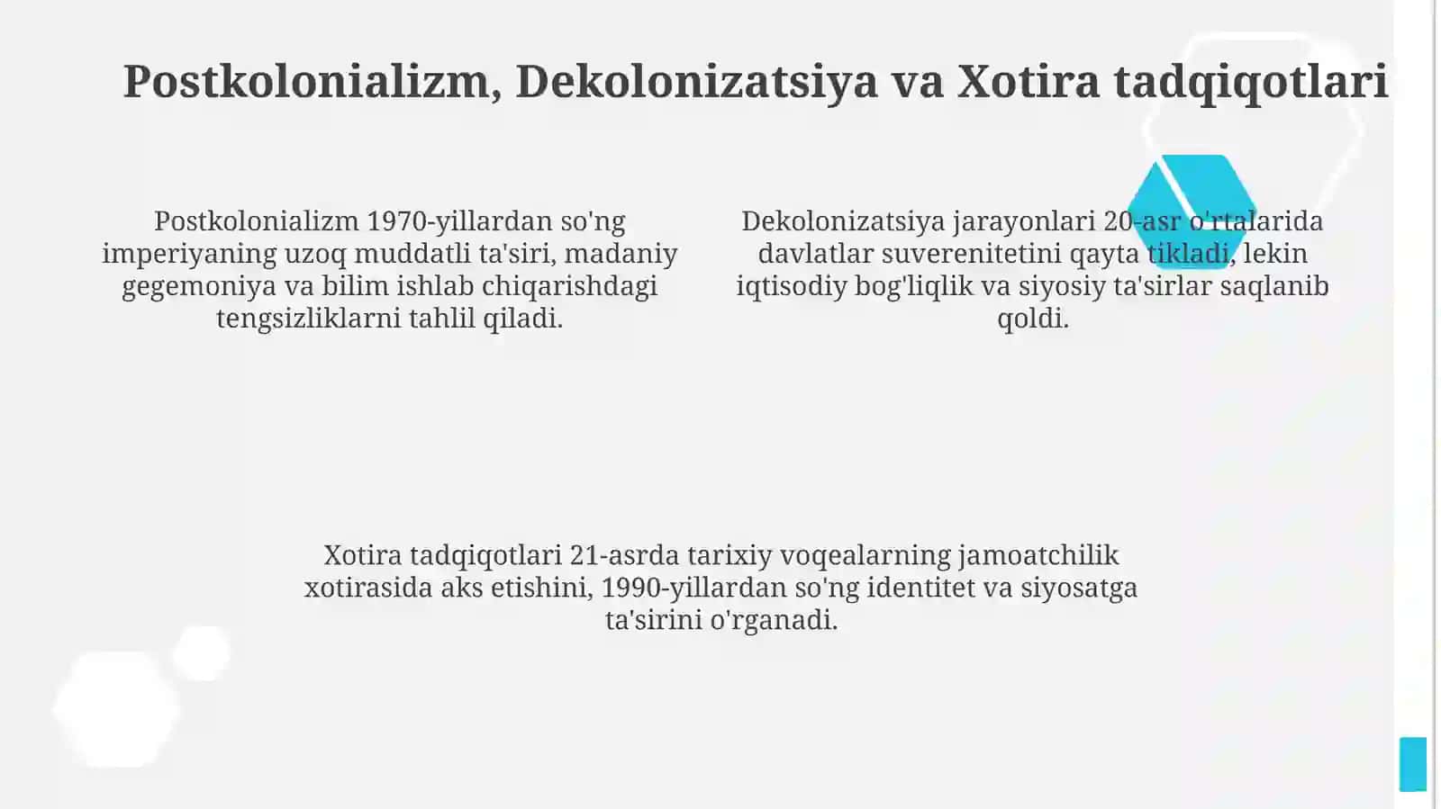 Metodologik o'zgarishlar va yangi yo'nalishlar 4
