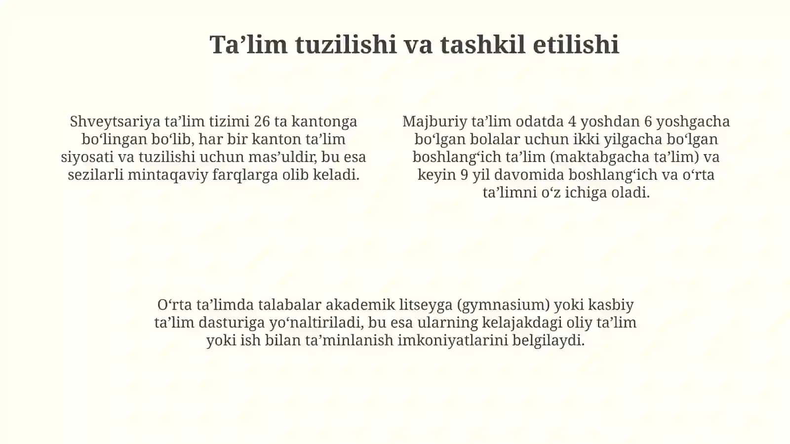 Shveytsariya ta'lim tizimi 4