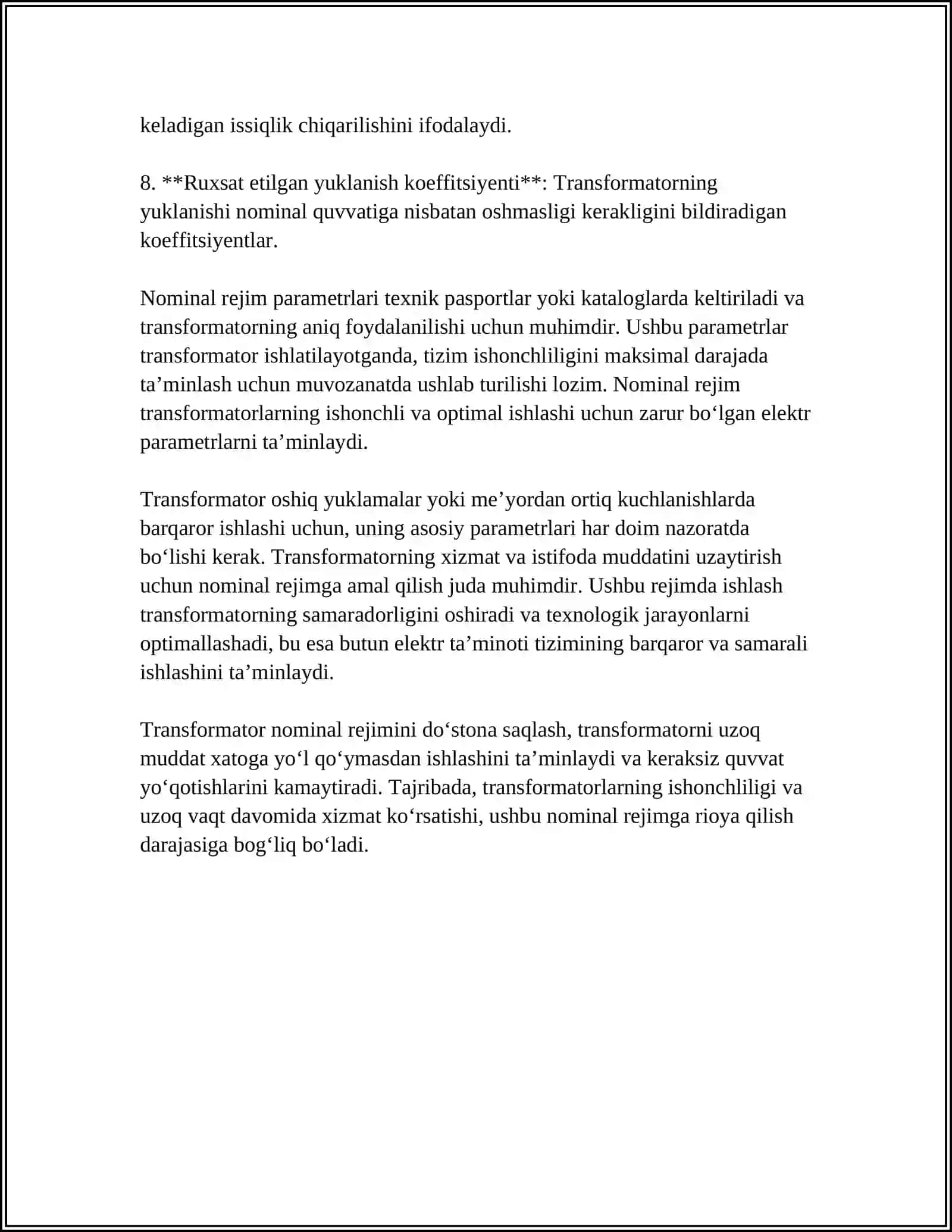TRANSFORMATORNING ISH REJIMLARI 4