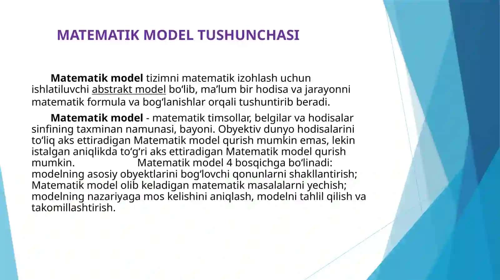 YUMSHOQ VA QATTIQ MATEMATIK MODELLAR 4