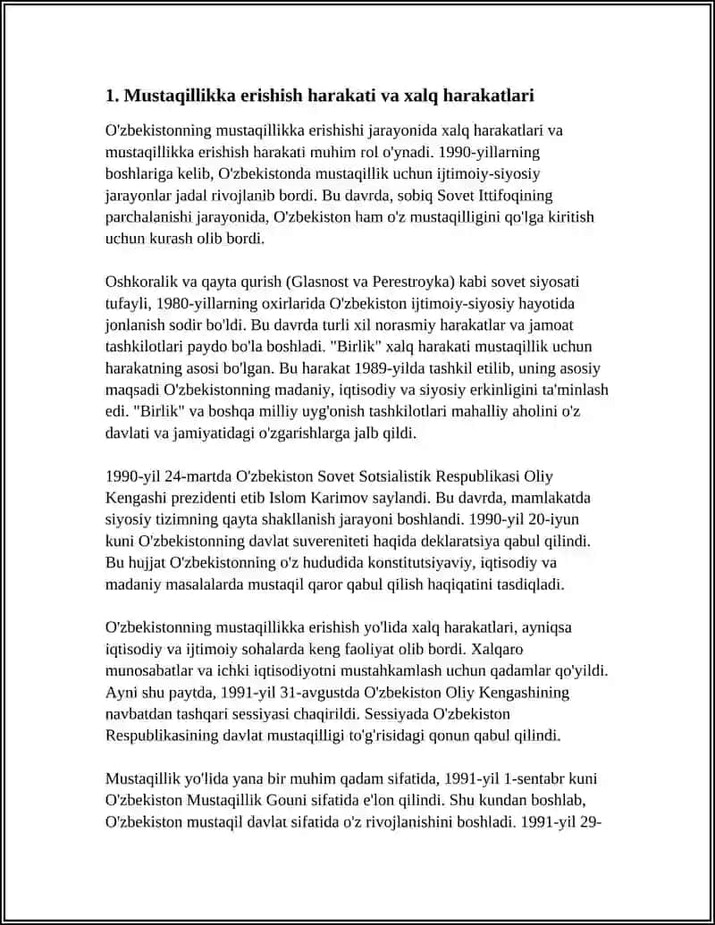 MUSTAQILLIKKA ERISHISH ARAFASIDA O'ZBEKISTONDAGI IJTIMOIY-SIYOSIY JARAYONLAR 4