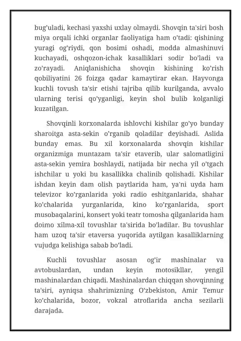 Shovqinning inson organizmiga ta'siri 4
