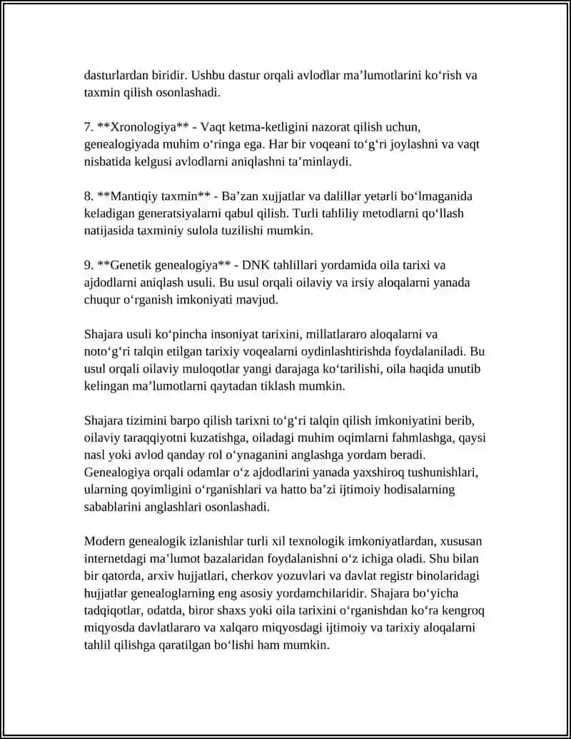 ANTROPOGENETIKA USULLARI:SHAJARA USULI 4