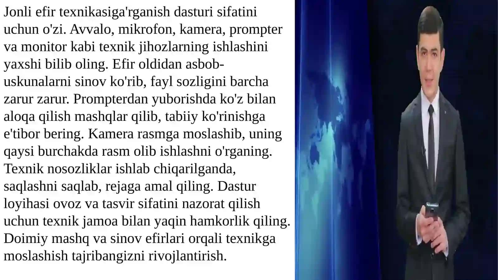 Yangiliklar dasturini jonli efirda olishing 4