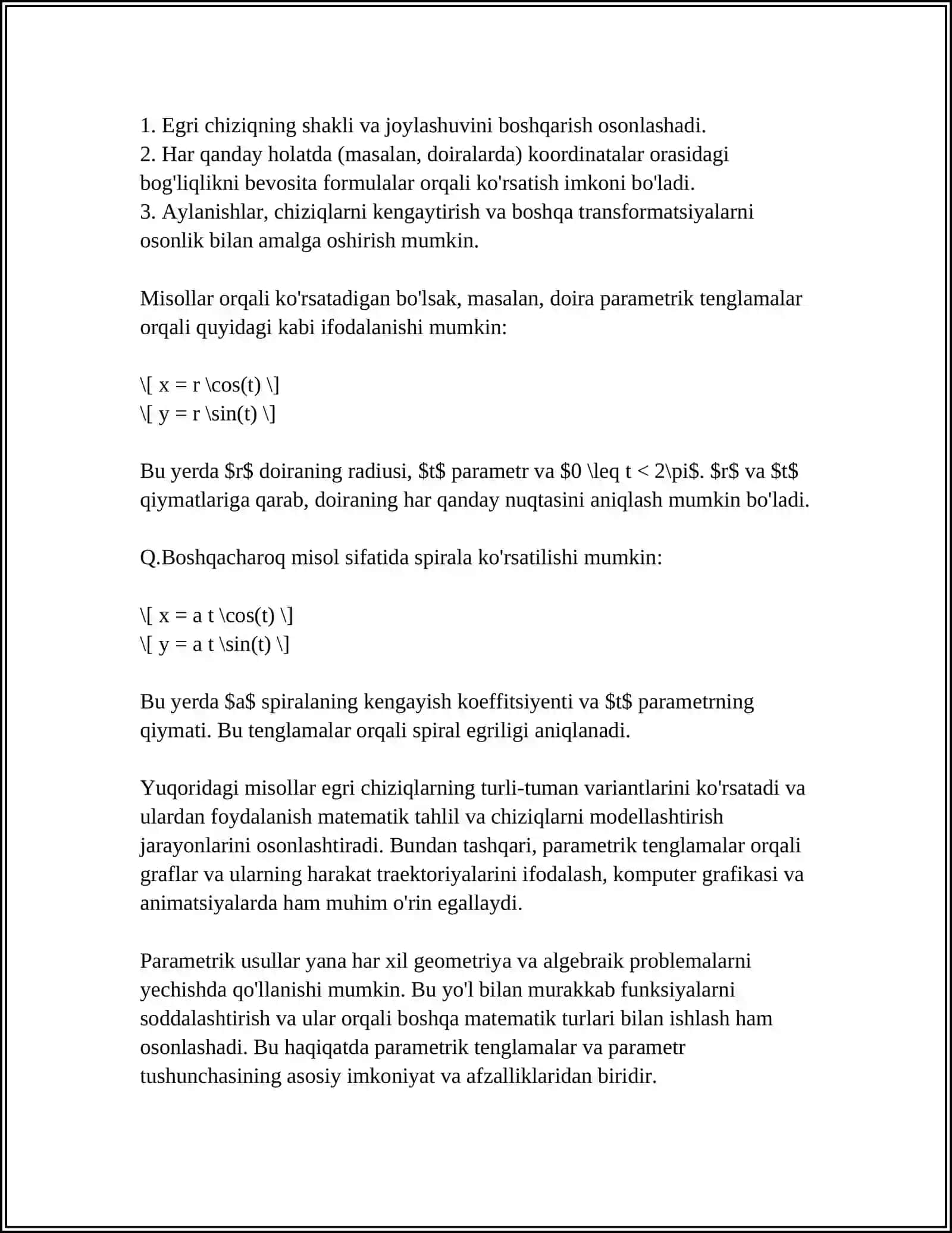 EGRI CHIZIQNING PARAMETRIK TENGLAMALARI 4