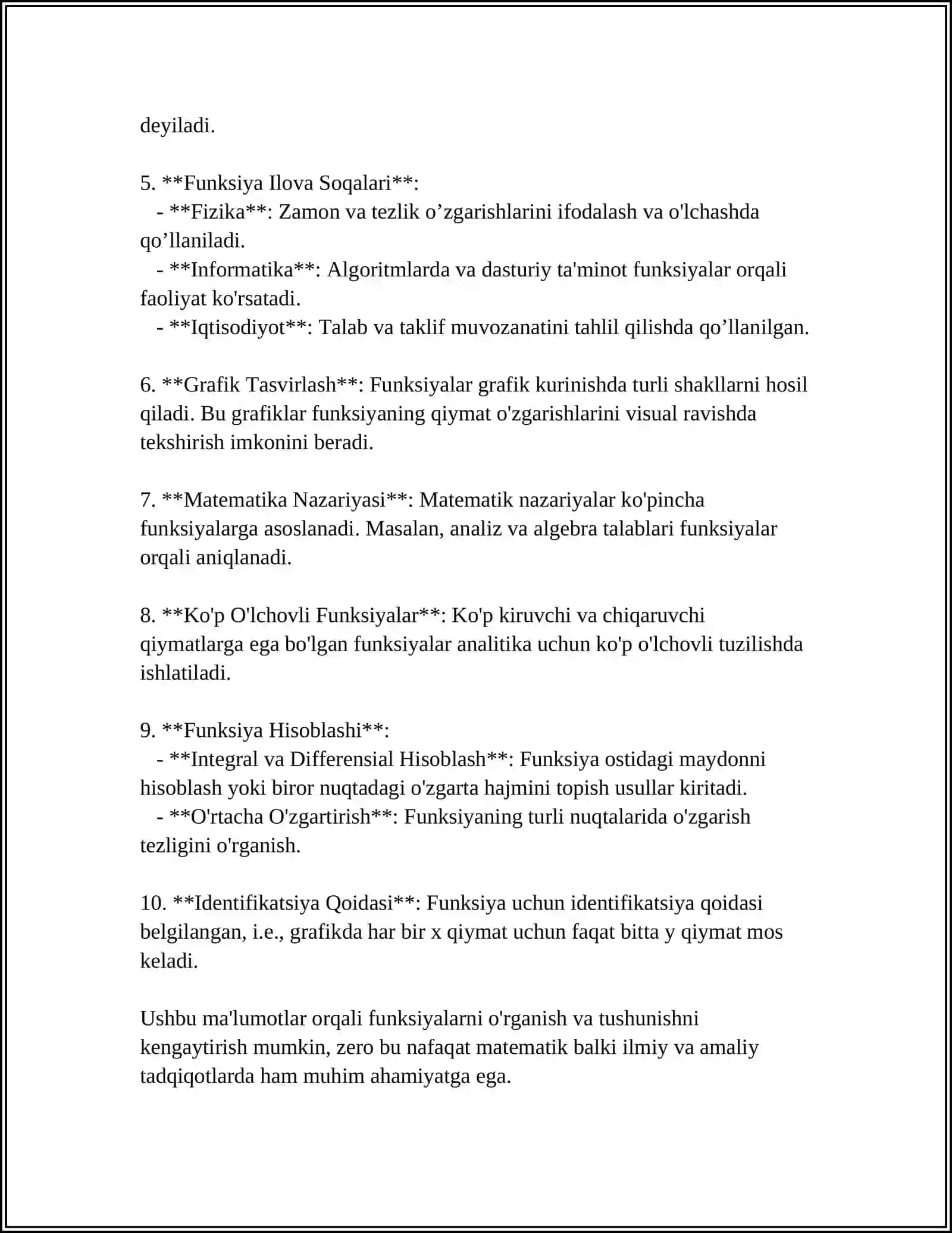 FUNKSIYA UZLUKSIZLIGI 4