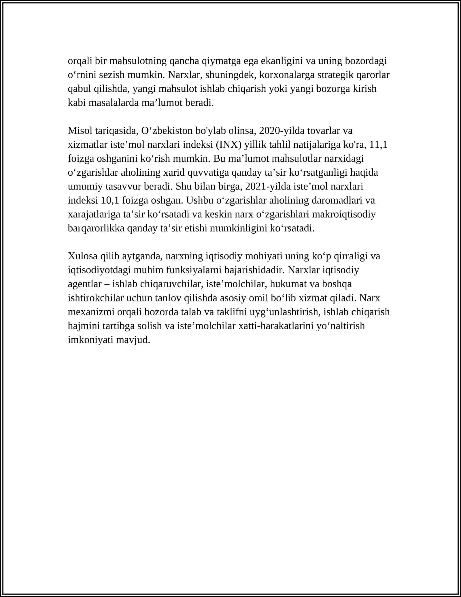 NARXNING MOHIYATI VA SHAKLLANISH XUSUSIYATLARI 4