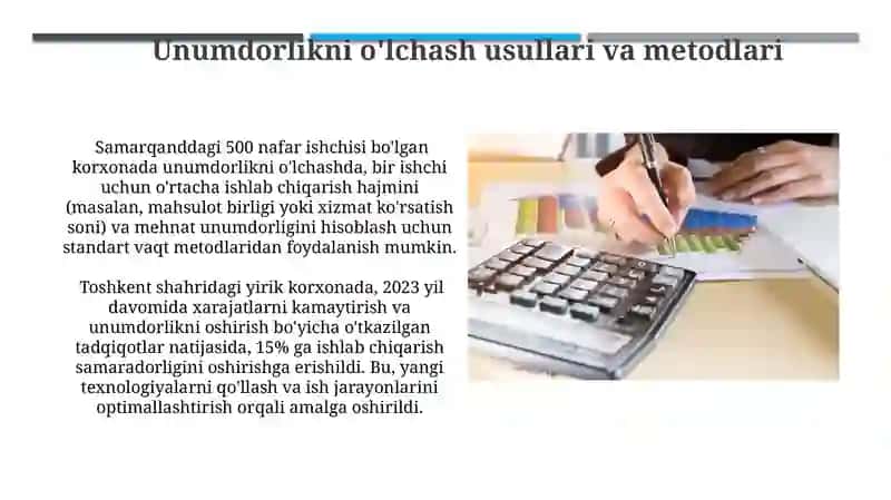 Korxonaning mahsuldorligini hisoblash 4