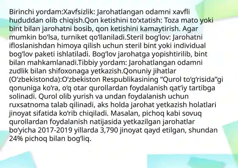 O'QOTAR QUROLDAN YETKAZILGAN JAROHATLANISH 4