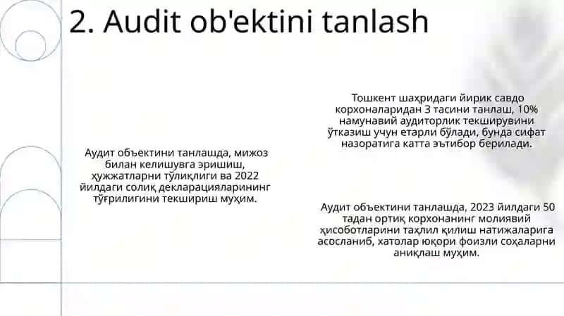Auditorlik tekshiruvini rejalashtirish 4