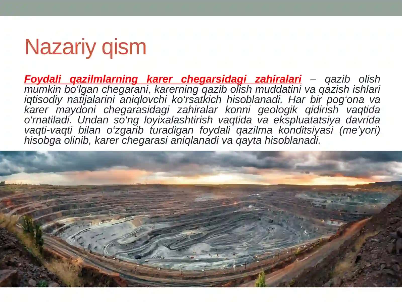 Karerning hajmi, o‘lchamlari, va s 4