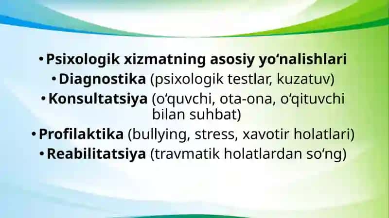 Maktabda psixologikxizmatning ta’lim-tarbiyaga ta’siri 4