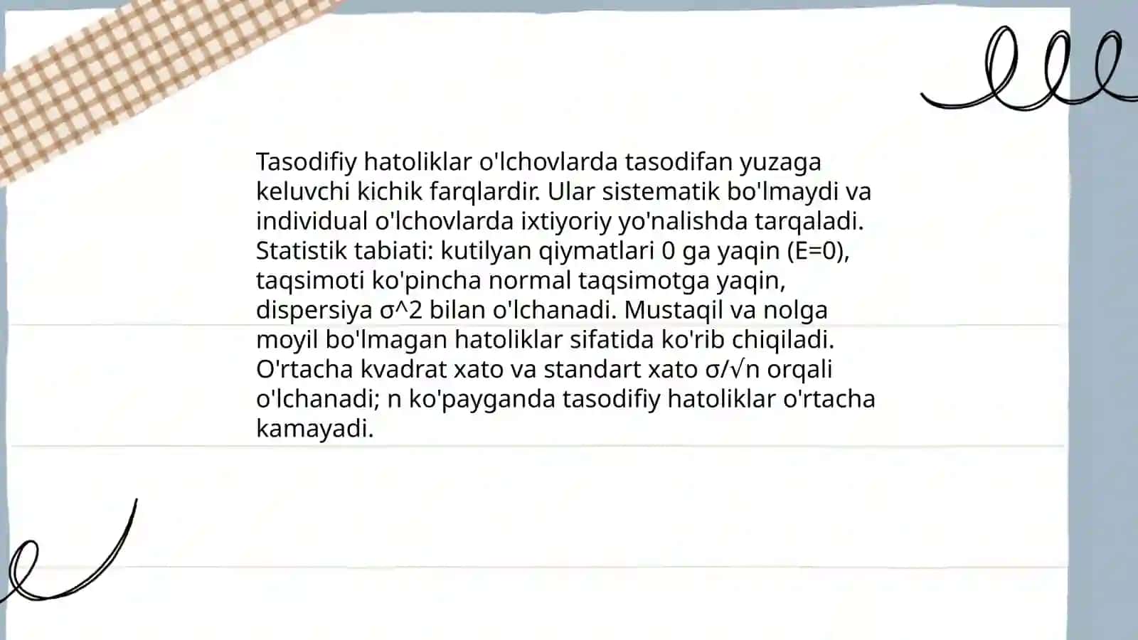 Muntazam va tasodifiy hatoliklar 4