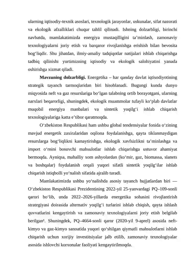 Konversiya usulida metandan sintez gaz olishning kimyoviy va texnologik asoslari 4
