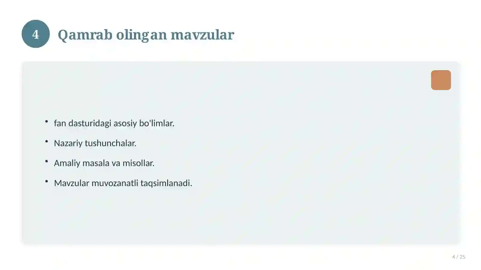 Texnika SAVOLLAR TEST 4