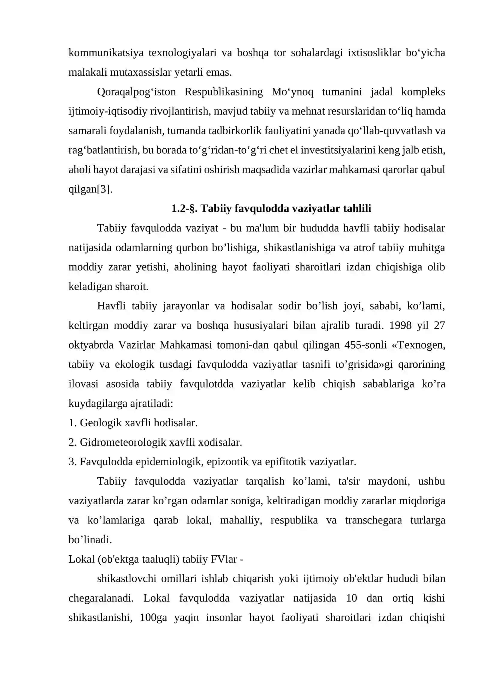 ΜΟYNOQ TUMANINING TABIIY-GEOGRAFIK HOLATI VA FAVQULODDA VAZIYATLAR SABABLARI 4