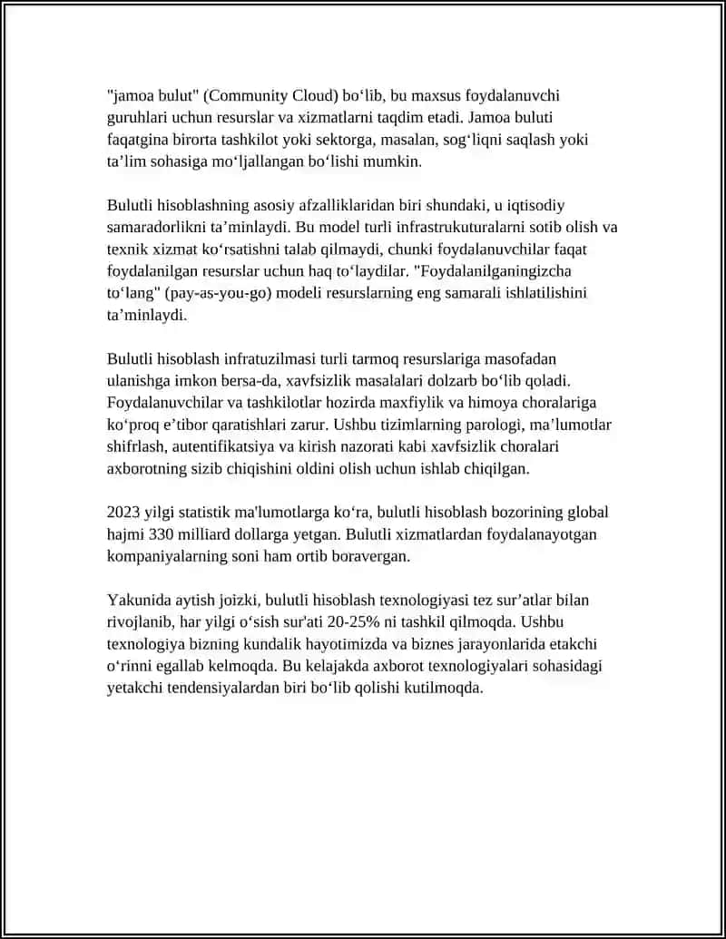 MUSTAQIL ISH Mavzu: FRESH BULUT QUYI TIZIMINING PRINSIPLARINI 4