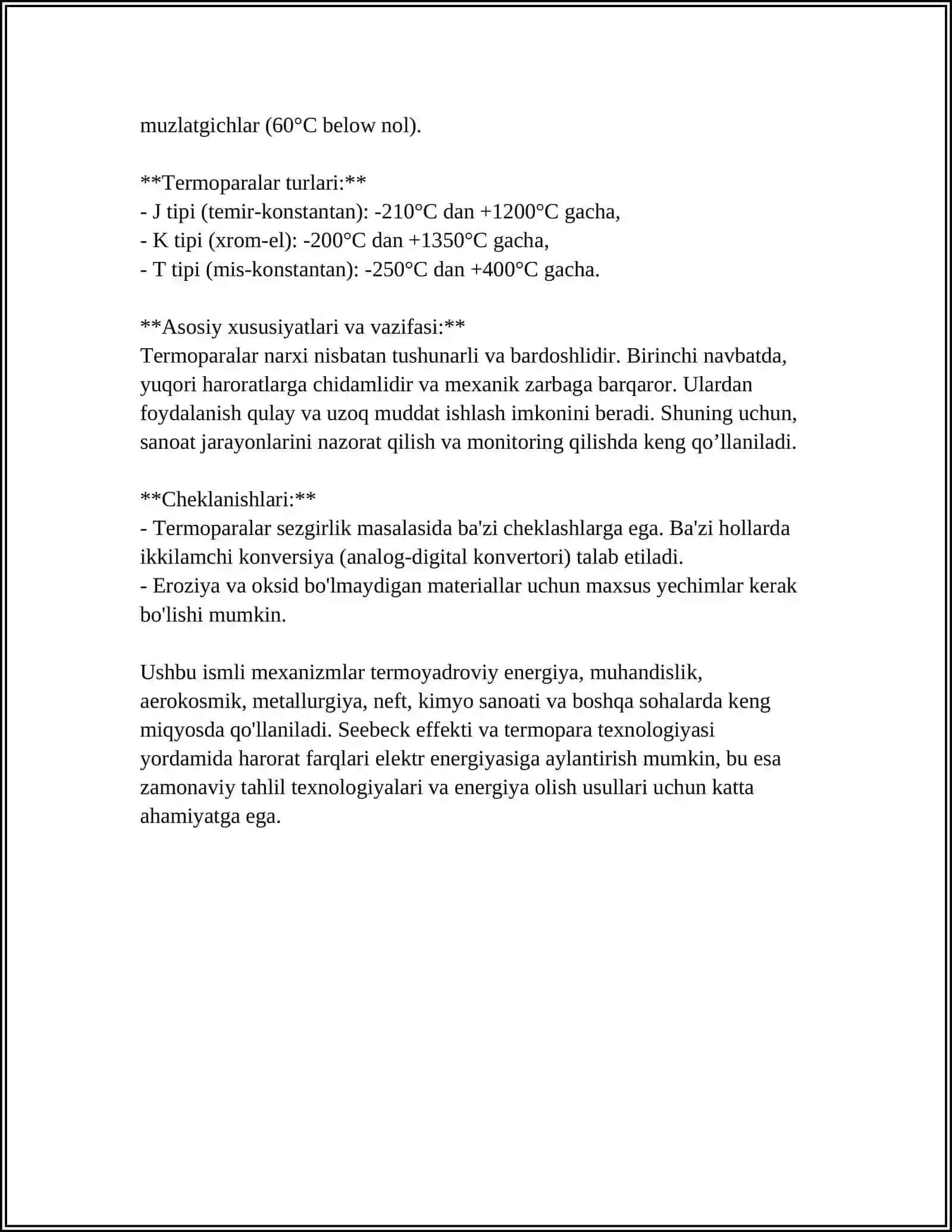 TERMOPARA VA QARSHILIK PARAMETRLARI 4