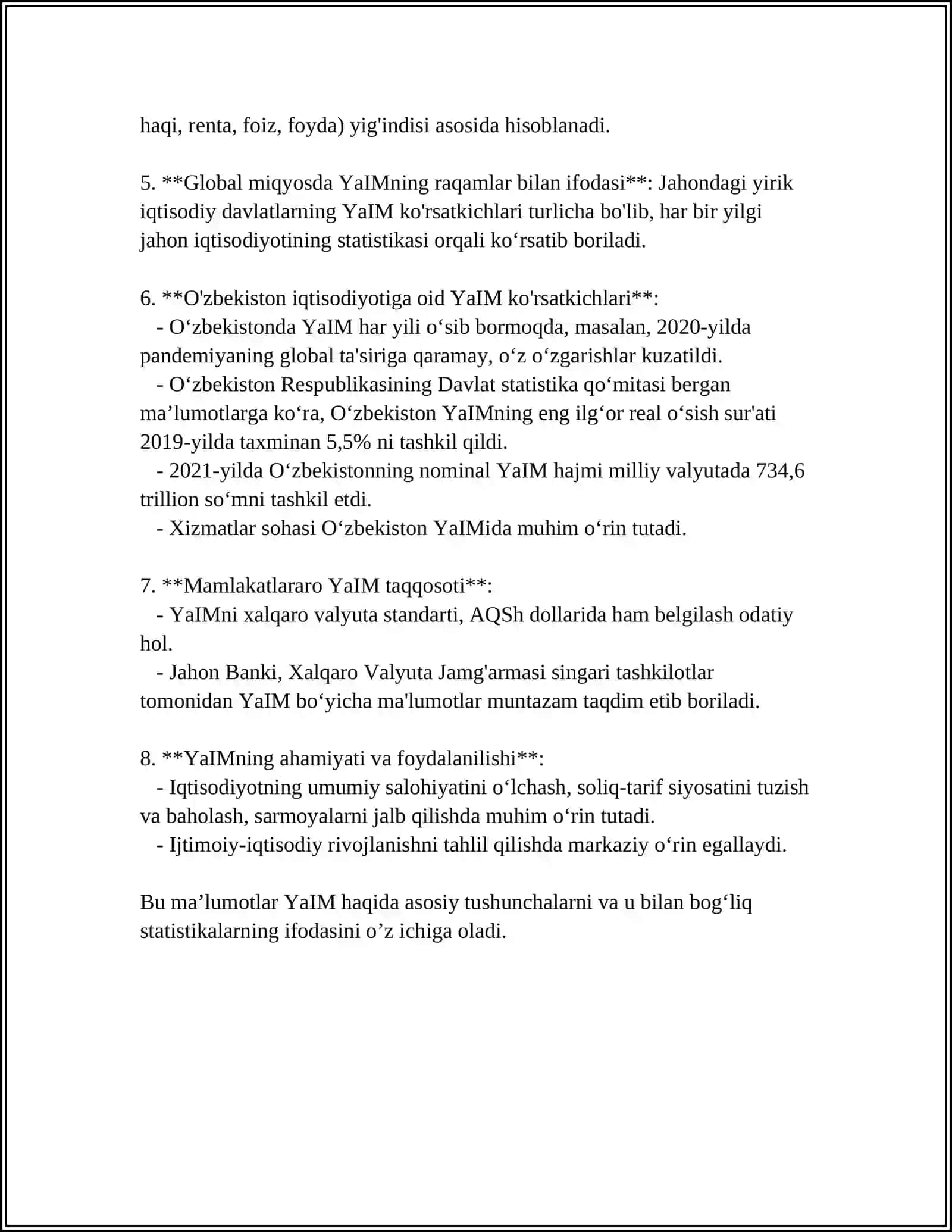 Yalpi ichki mahsulot (YaIM) 4