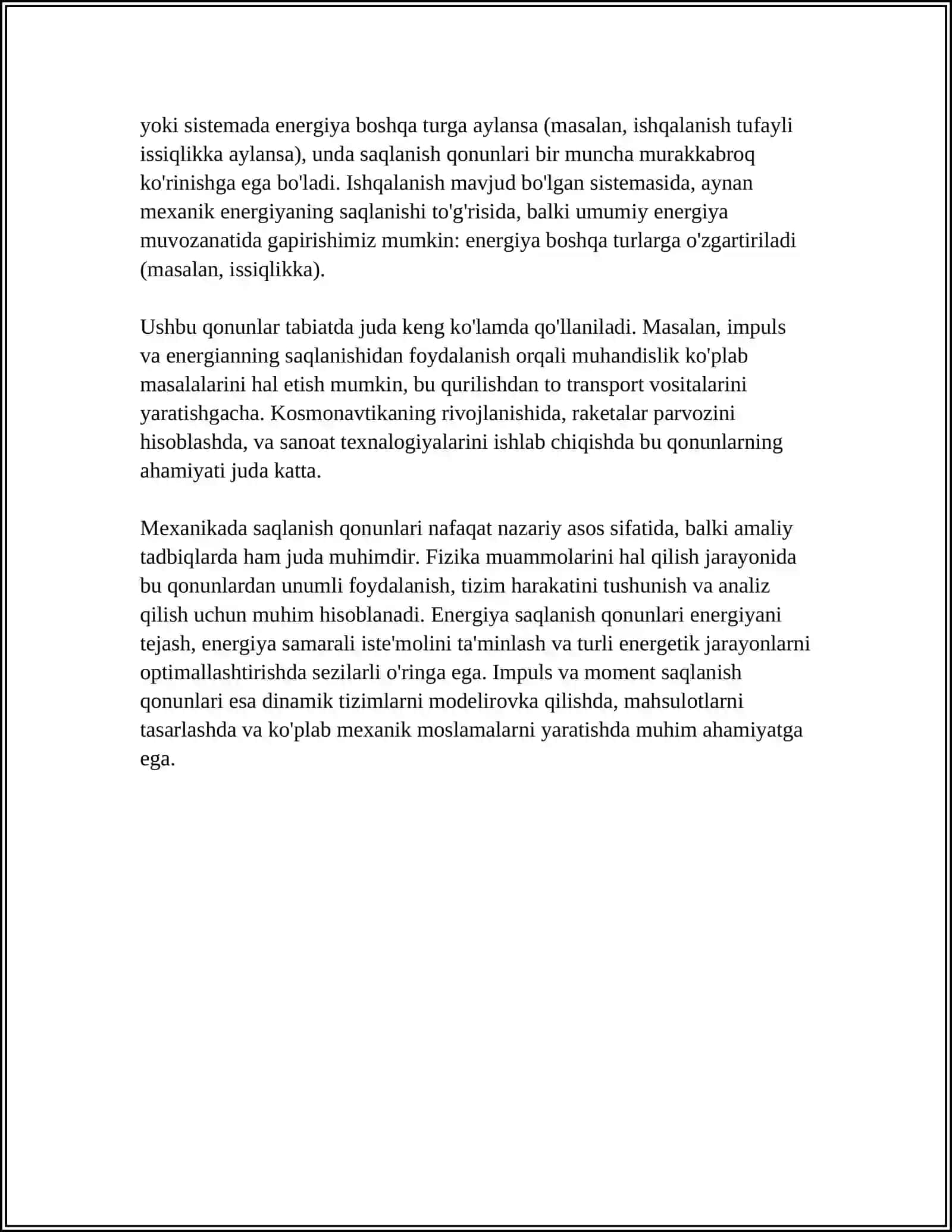 MEXANIKADA SAQLANISH QONUNI 4