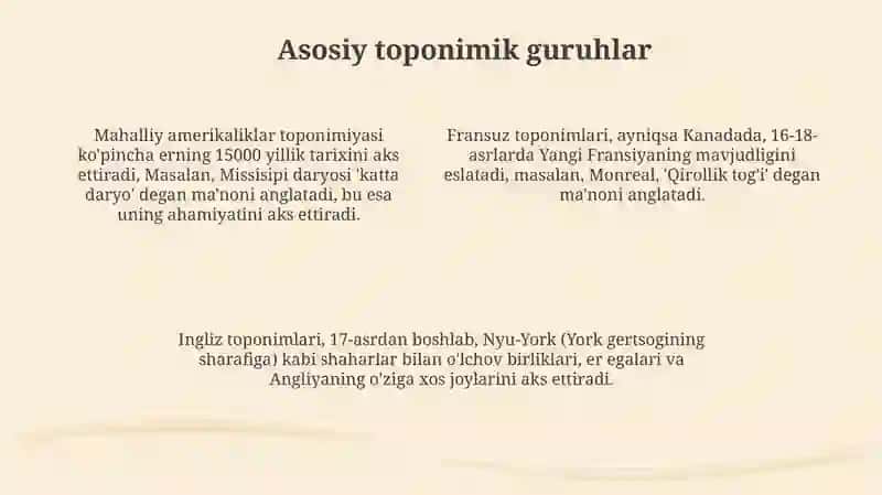 Shimoliy Amerika toponimlari 4