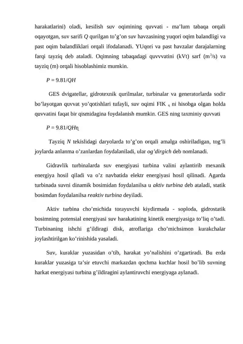 Gidroelektr stansiyalaring asosiy inshootlari va jihozlari 4