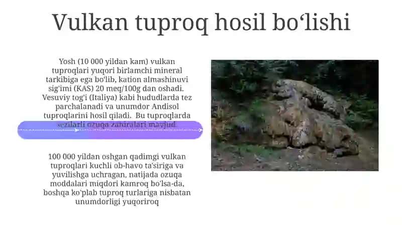 Vulkanogen tuproqlar haqida 4