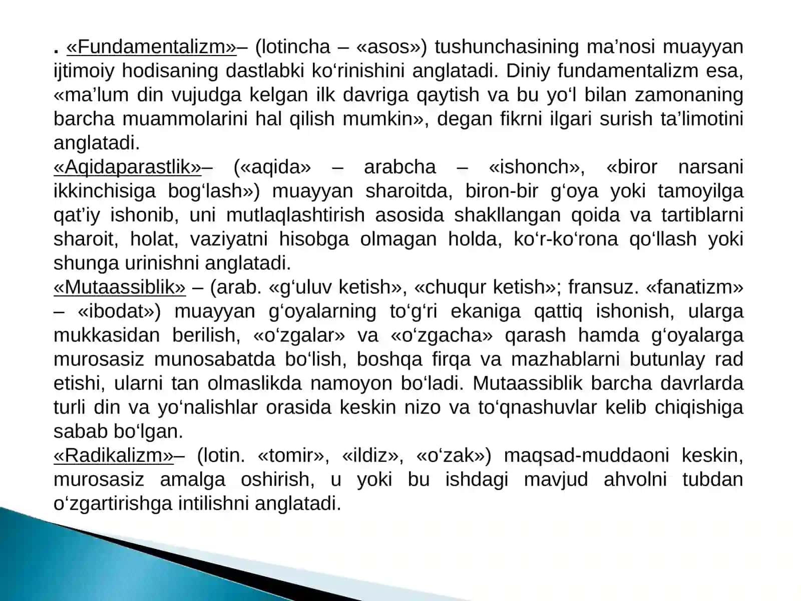 Diniy mutaassiblik va dindorlik 4