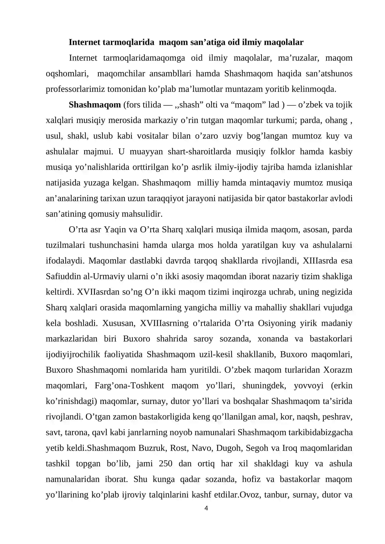 Internet tarmoqlarida Shashmaqomga oid ma’lumotlarning sharhi 4