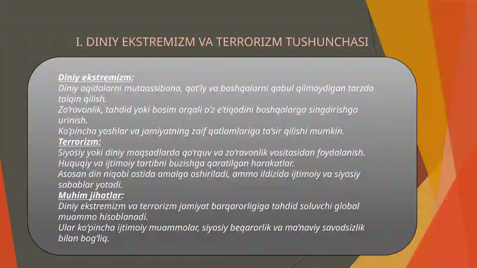 Diniy ekstremizm va terrorizm vujudga kelishining tarixiy shart-sharoitlari va ijtimoiy-gʻoyaviy ildizlar 4