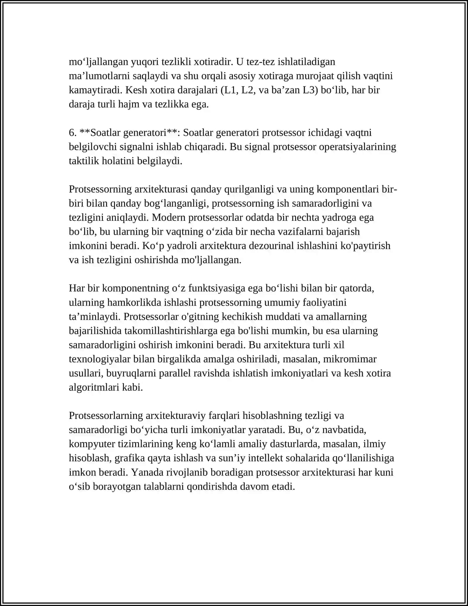 KOMPYUTER PROTSESSORLARNING ISHLASH PRINSIPLARINI OʻRGANISH 4