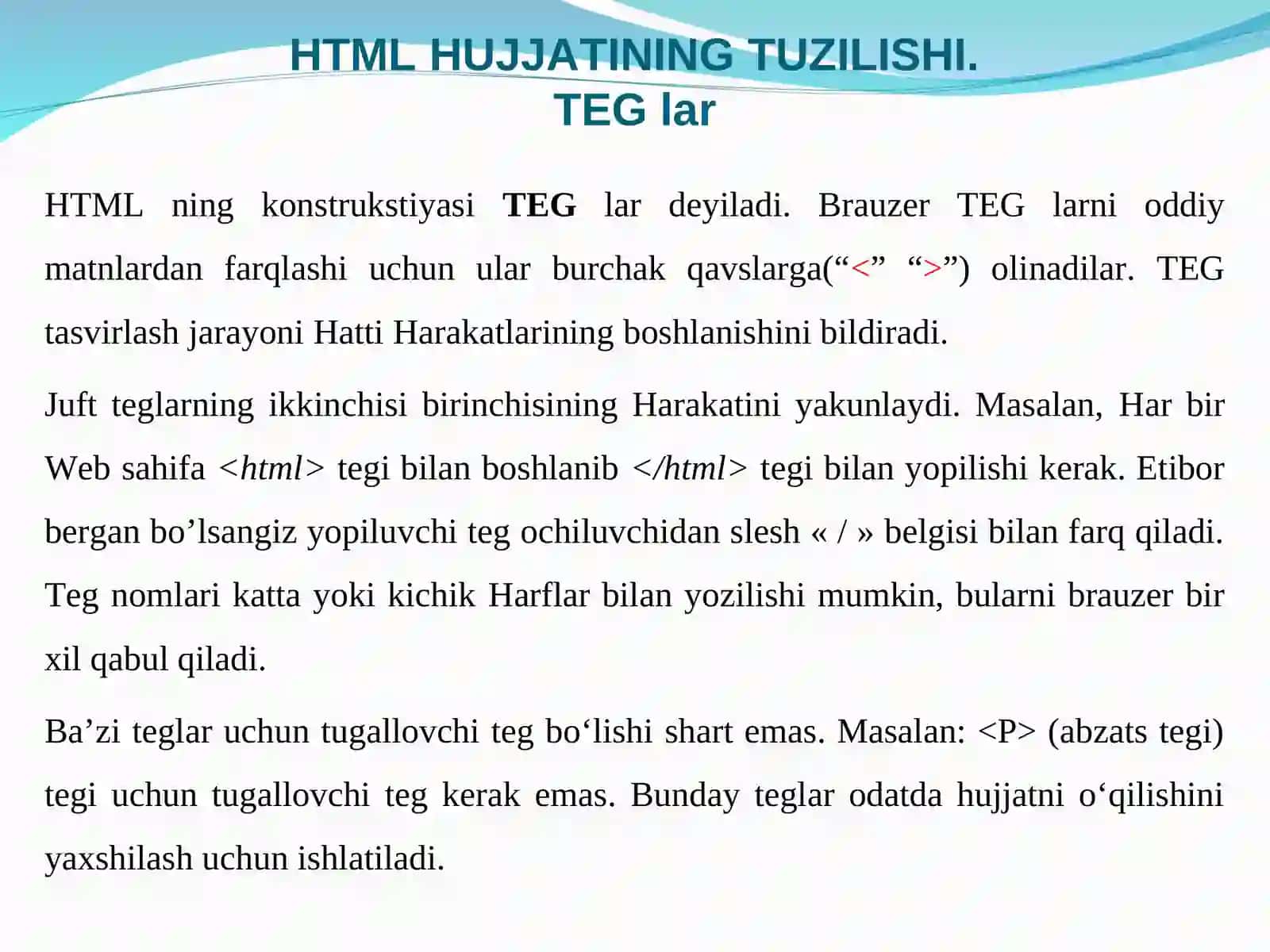 Maruza HTML tiliga kirish 4