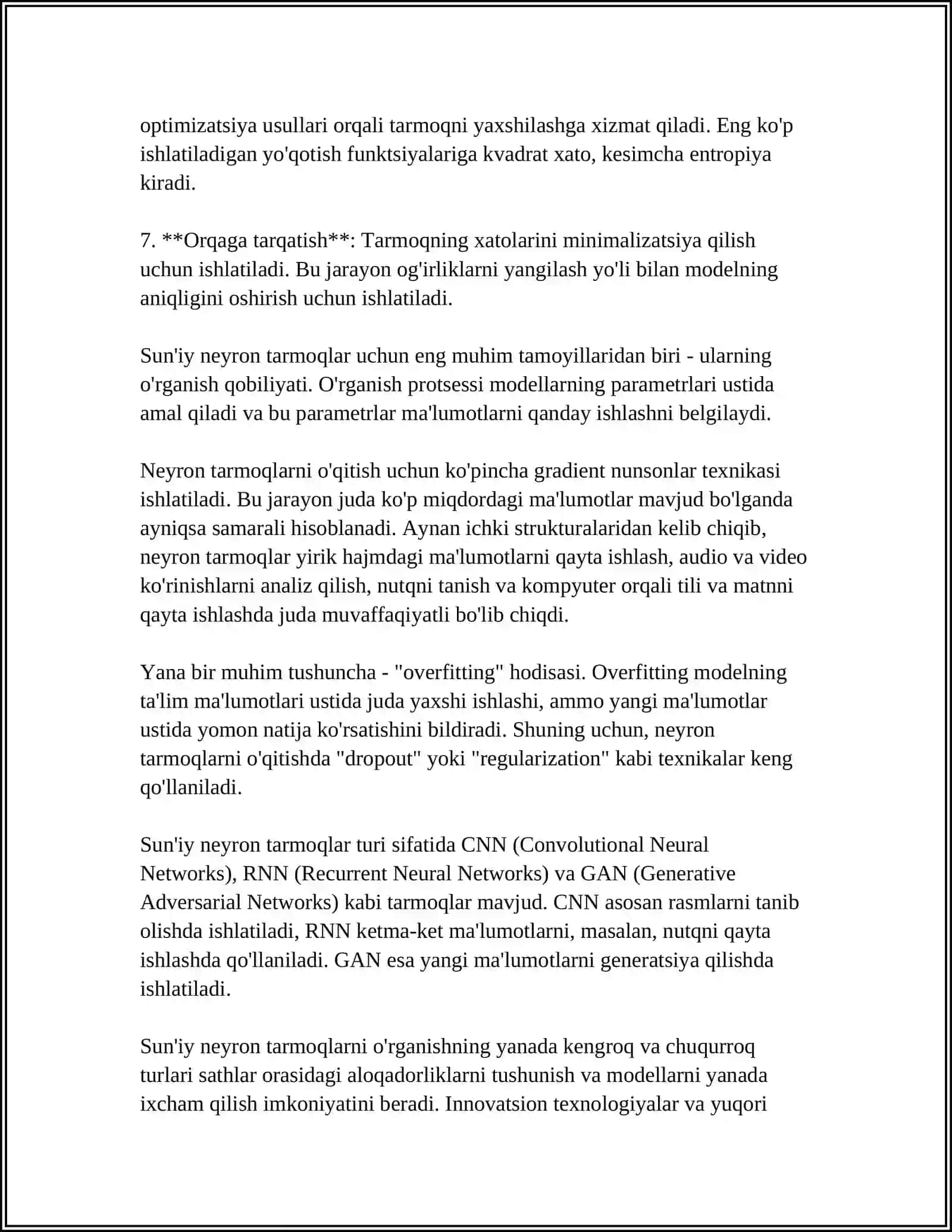SUN'IY NERON TARMOQLAR 4