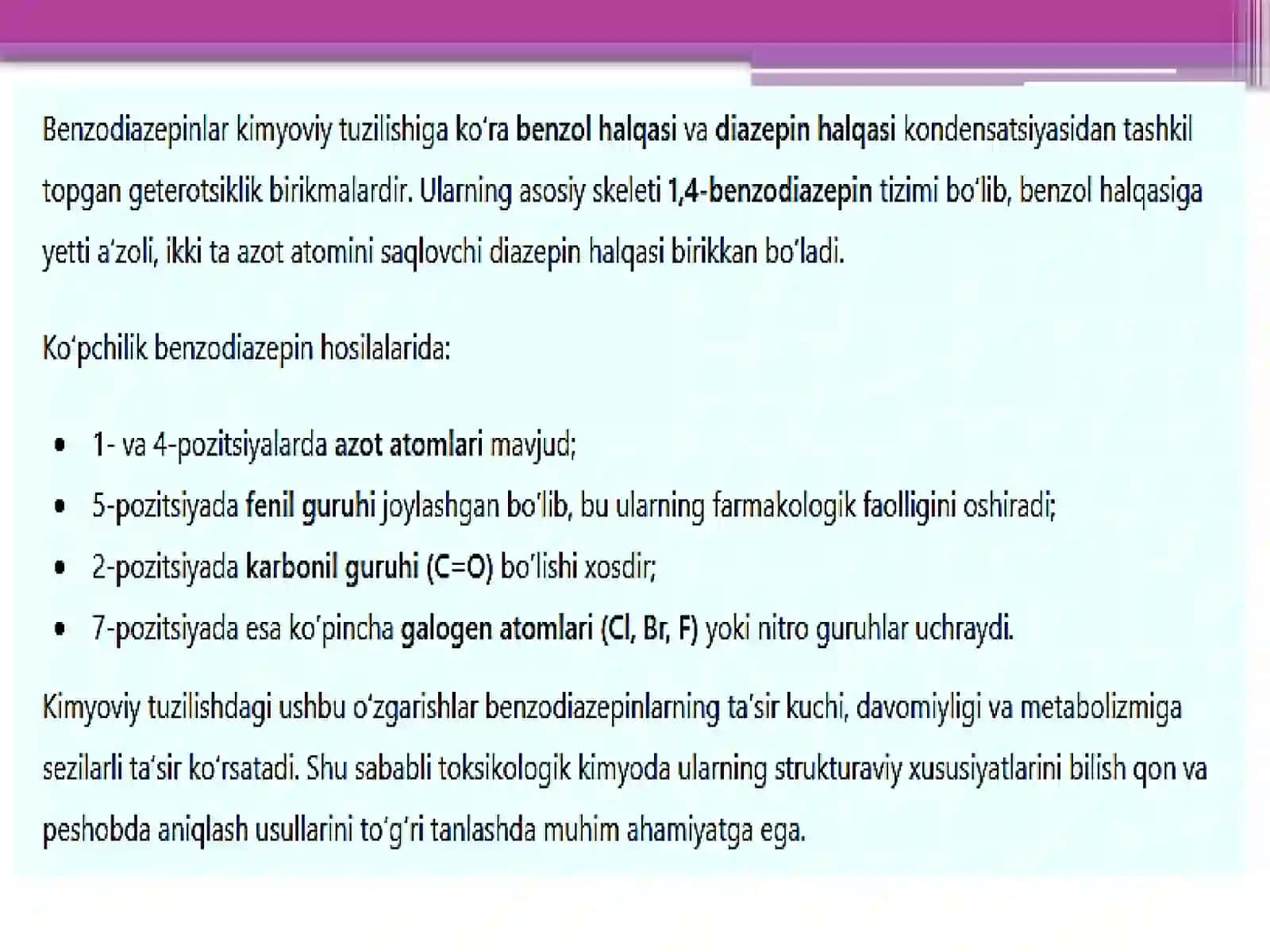 BENZODIAZEPEN HOSILALARNI QON VA PESHOBDA ANIQLASH 4