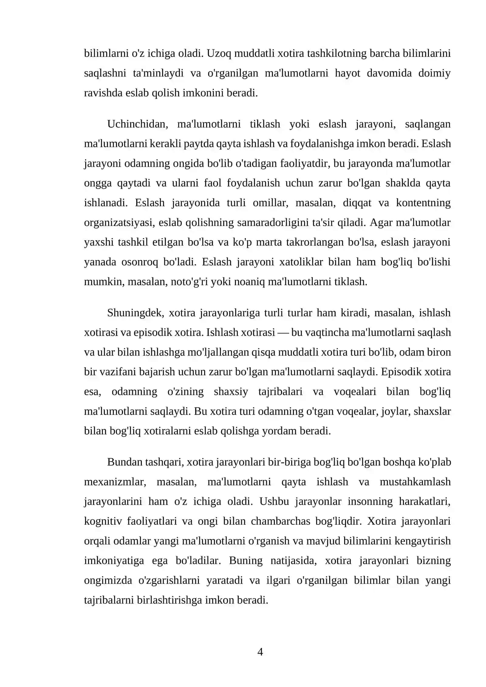 Xotira jarayonlari va turlari 4
