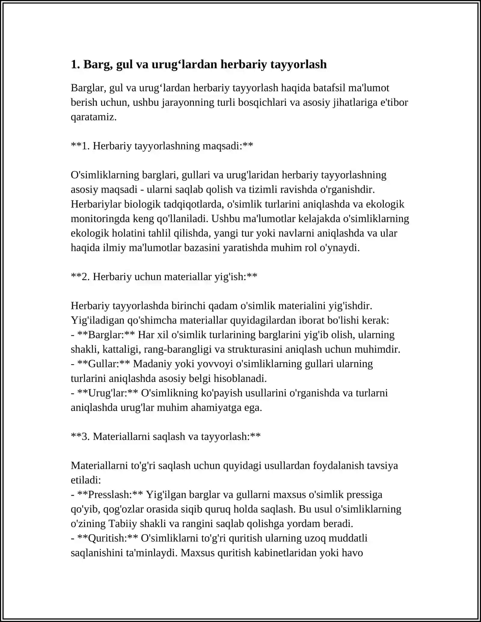 Barg, gul va urug‘lardan herbariy tayyorlash 4