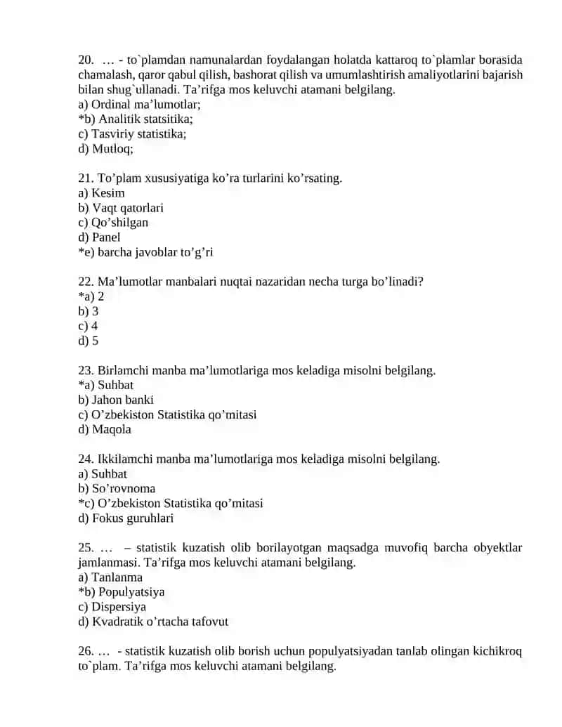 Statistika misollari 4