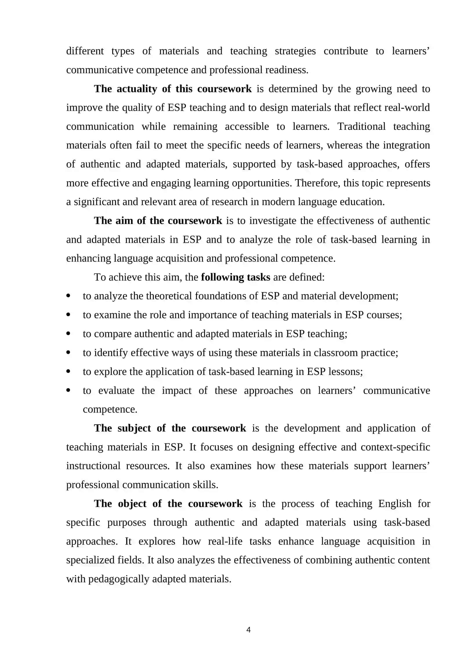 TASK-BASED LEARNING IN ESP CLASSROOMS 4