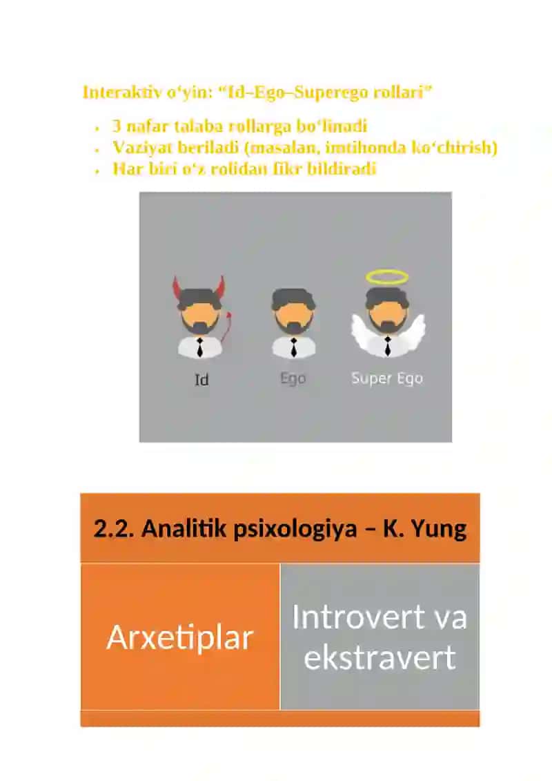 Chet el psixologiyasida shaxs nazariyalari seminar ishlanma 4