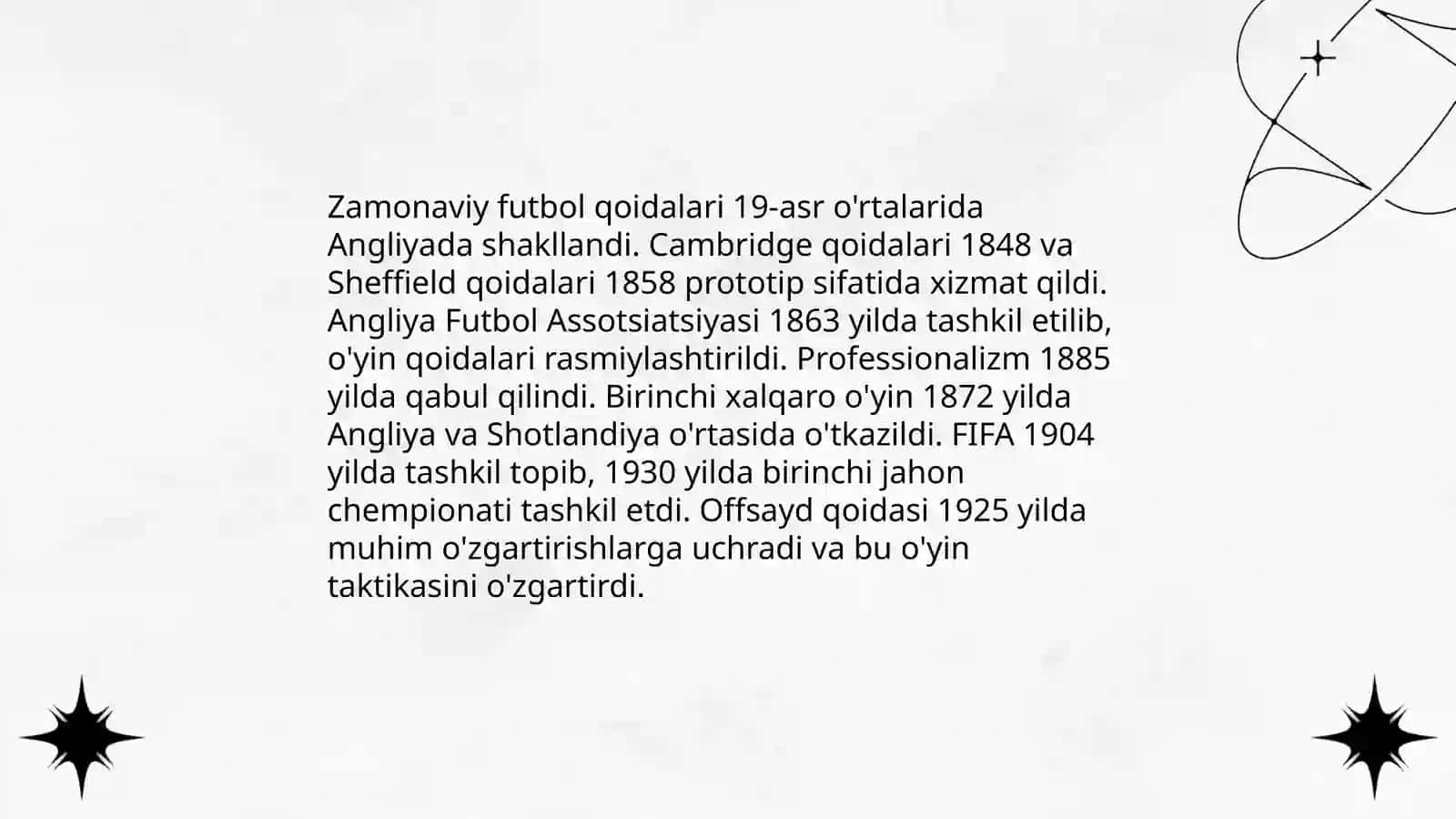 Futbol o'yinining kelib chiqish, rivojlanish tarixi va o'yin texnikasi. O'zbek futbolining bugungi holati va istiqbollari 4