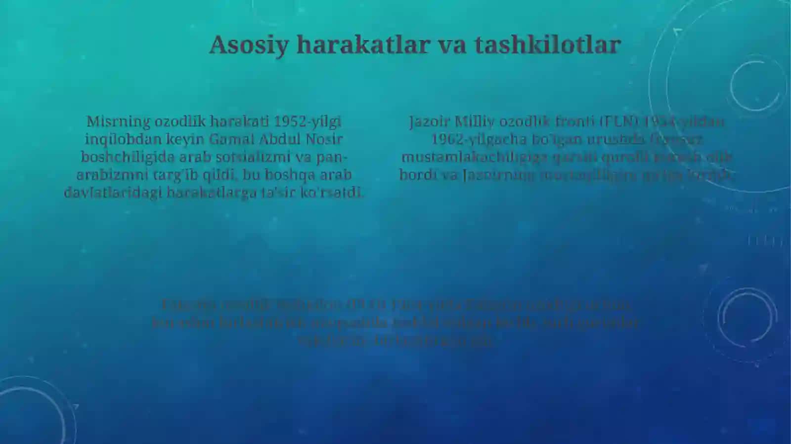 Arab davlatlarida milliy ozodlik harakatlari(1946-1969) 4