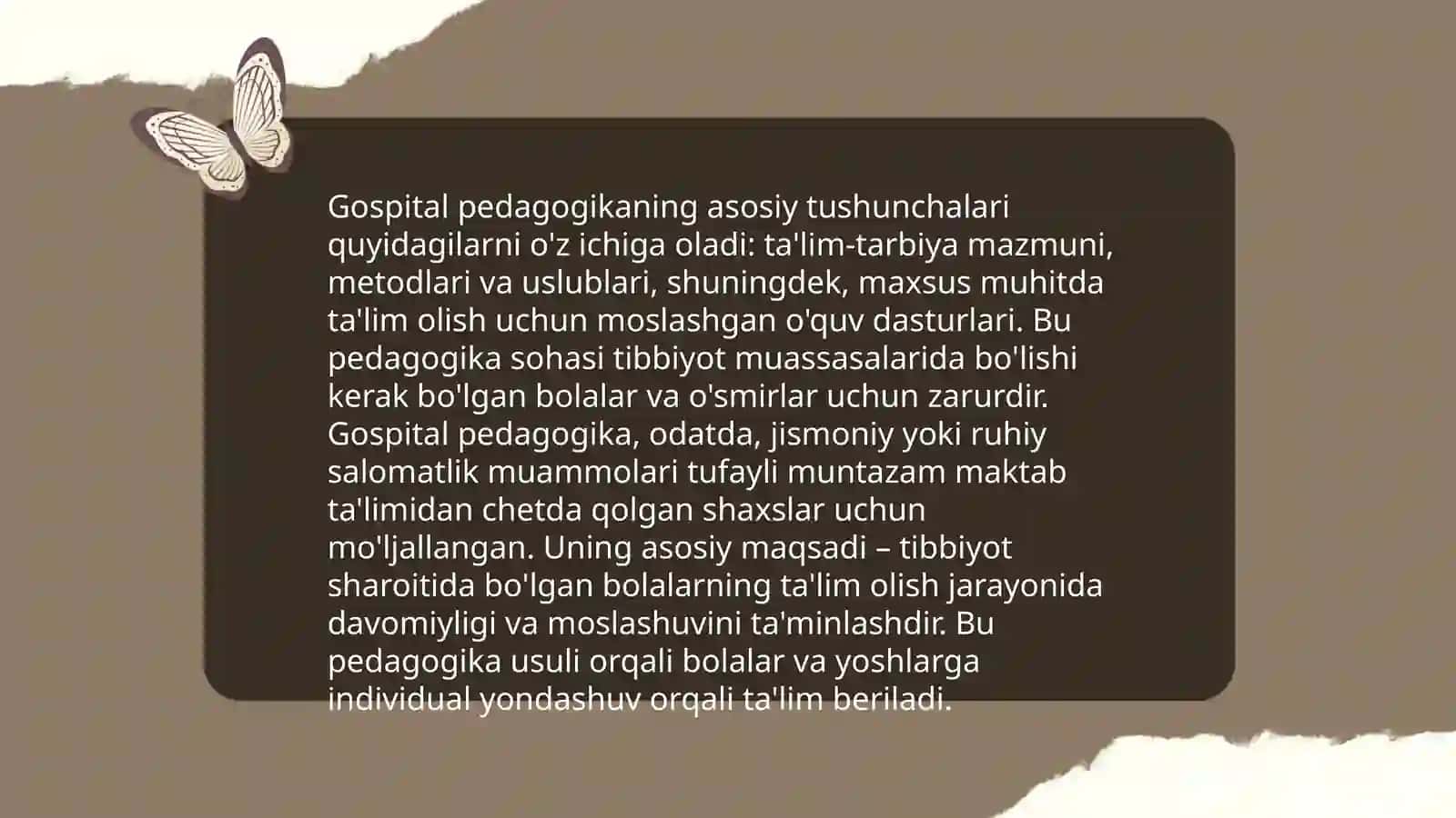 Gospital pedagogika muamolarini o’rganish 4