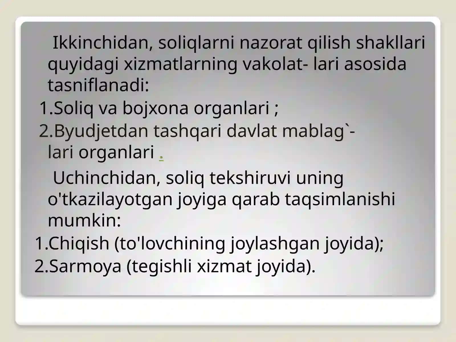 SOLIQ NAZORATI VA UNING SHAKLLARI 4